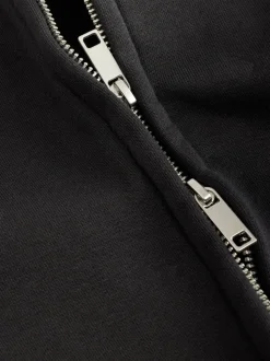 Zwart - Cotton Rich Jersey Full Zip Funnel Neck Sweatshirt