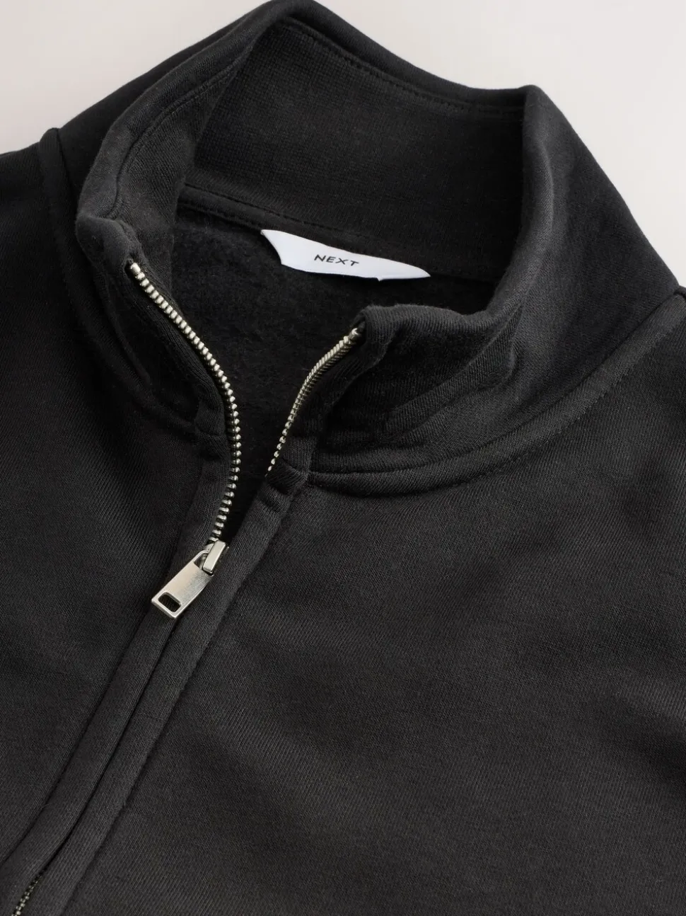 Zwart - Cotton Rich Jersey Full Zip Funnel Neck Sweatshirt
