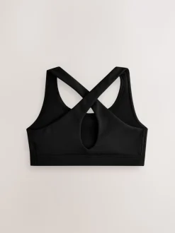 Zwart - Cross Back Sports Bra (5-16yrs)