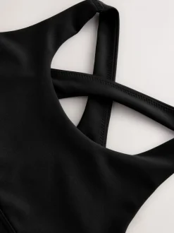 Zwart - Cross Back Sports Bra (5-16yrs)