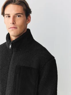 Zwart - Doorritsbare funnel Borg Fleece