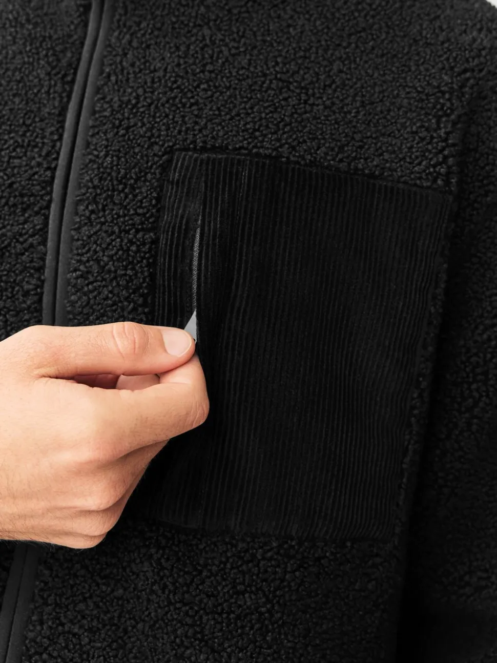 Zwart - Doorritsbare funnel Borg Fleece