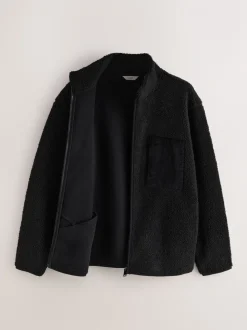 Zwart - Doorritsbare funnel Borg Fleece