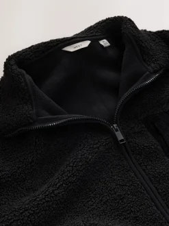 Zwart - Doorritsbare funnel Borg Fleece