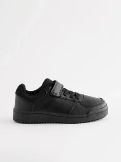 Zwart - Elastische vetersneakers voor school met 1 bandje