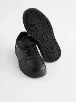 Zwart - Elastische vetersneakers voor school met 1 bandje