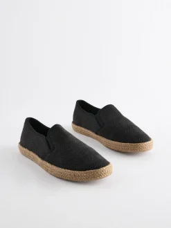 Zwart - Espadrilles met textuur