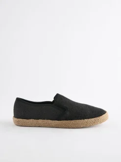 Zwart - Espadrilles met textuur