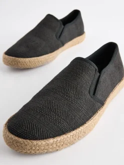 Zwart - Espadrilles met textuur