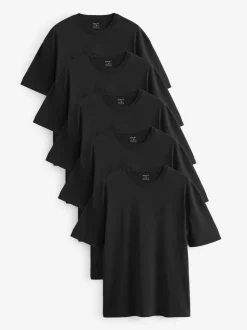 Zwart - Essential Cotton T-Shirts Relaxed Fit 5 Pack