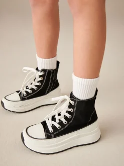 Zwart - Extra Chunky Lace-Up With Zip Trainers