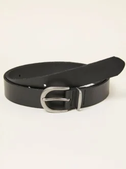 Zwart - FatFace effen leren riem