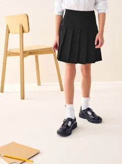 Zwart - Fietsshort en geplooide rok set (3-17jr)