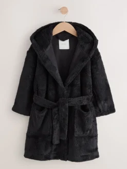 Zwart - Fleece badjas (1,5-16jr)