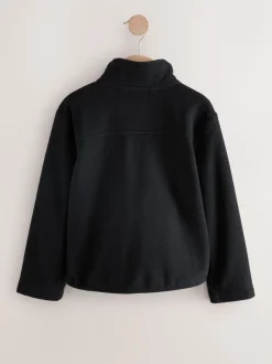 Zwart - Fleece jack met rits en zakken (3-16 jr)