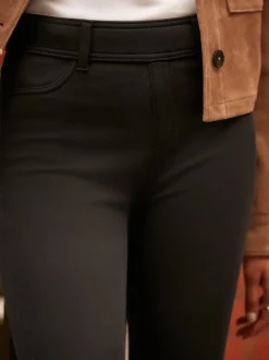 Zwart - Fleece Lined Warm Handle Cosy Jersey Denim Leggings