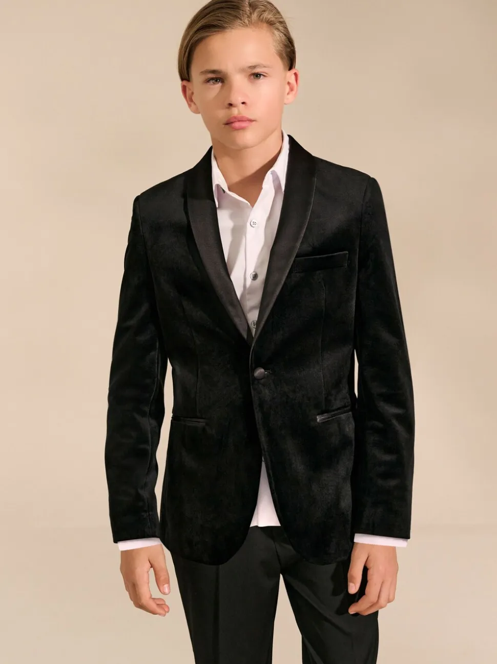 Zwart - Fluwelen blazer (3 - 16 jr)