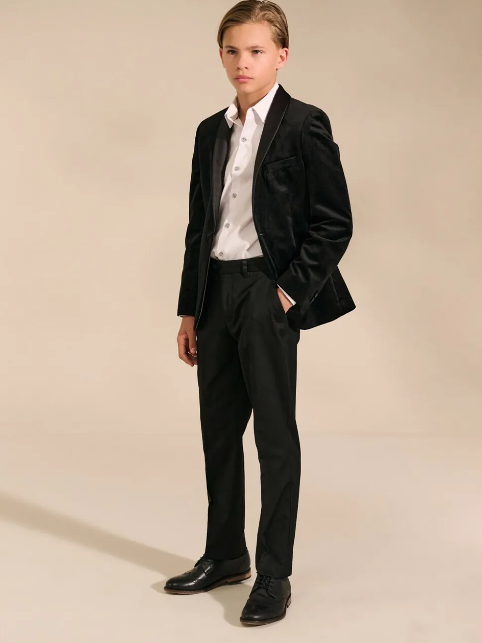 Zwart - Fluwelen blazer (3 - 16 jr)