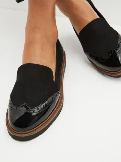 Zwart - Forever Comfort® - Loafers met brogue-details en dikke zool
