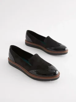 Zwart - Forever Comfort® - Loafers met brogue-details en dikke zool