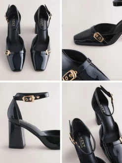 Zwart - Forever Comfort® Buckle Closed Toe Block Heels