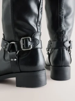 Zwart - Forever Comfort® Knee High Biker Boots