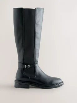 Zwart - Forever Comfort® rijlaarzen met gesp