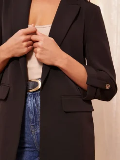 Zwart - Friends Like These maatgesneden blazer met mouwdetails