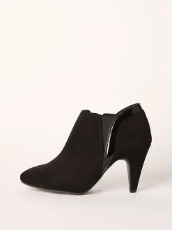 Zwart - Friends Like These Mid Heel Mix Material Ankle Boots