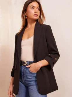 Zwart - Friends Like These maatgesneden blazer met mouwdetails