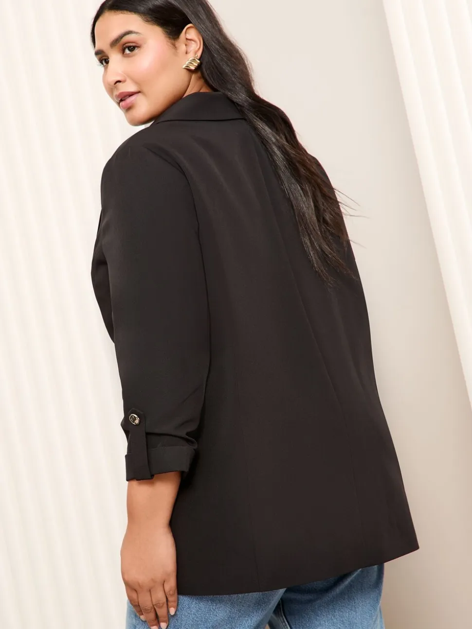Zwart - Friends Like These maatgesneden blazer met mouwdetails
