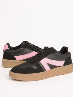 Zwart - Friends Like These Lace Up Retro Gumsole Sports Trainers