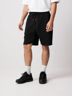 Zwart - Geborstelde jersey shorts met ritszakken