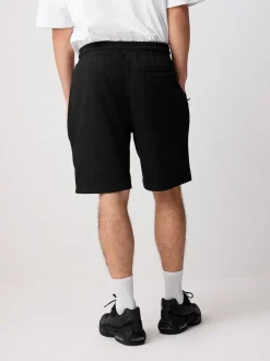Zwart - Geborstelde jersey shorts met ritszakken