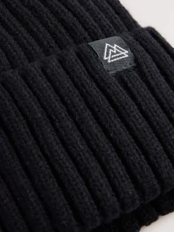 Zwart - Gebreide beanie-muts (1-16jr)