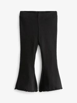 Zwart - Geribbelde flare legging (3 mnd-7 jr)