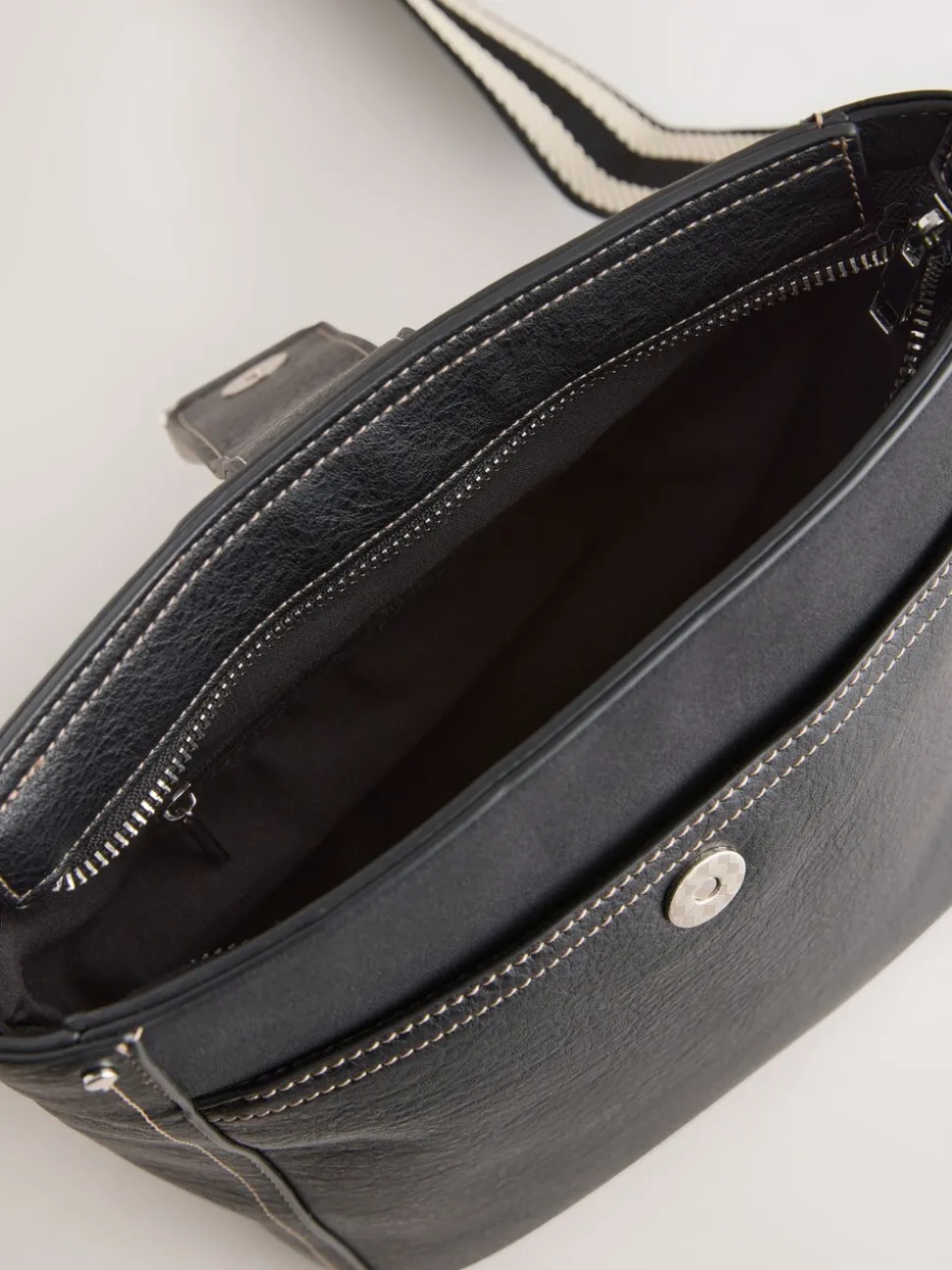 Zwart - Gestructureerde Messenger-tas
