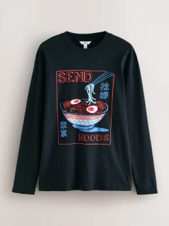 Zwart - Graphic Long Sleeve Jersey Pyjamas Set