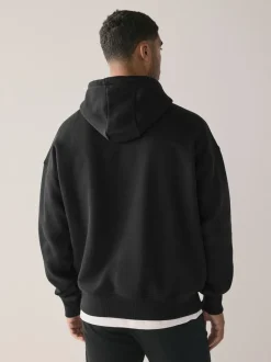 Zwart - Groot - Zwaargewicht Cotton Rich Jersey Hoodie