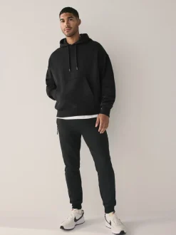 Zwart - Groot - Zwaargewicht Cotton Rich Jersey Hoodie