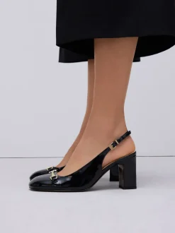 Zwart - Hardware Slingback Block Heels