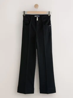 Zwart - High Rise stretchy Jeans met wijde pijpen