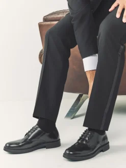 Zwart - Hi-Shine Leather Derby Shoes