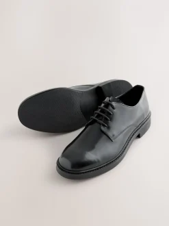Zwart - Hi-Shine Leather Derby Shoes