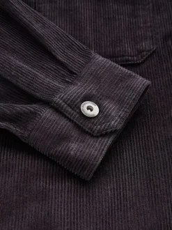 Zwart - Hooded Corduroy Borg Lined Shacket