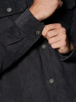 Zwart - Hooded Corduroy Borg Lined Shacket