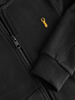 Zwart - Hoodie met logo en ritssluiting (3-16jr)