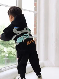 Zwart - Hot Wheels Hoodie en Joggingbroek Set (9mnd -8jr)
