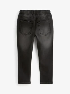 Zwart - Jeans met stretch en elastische taille (3-16 jr)