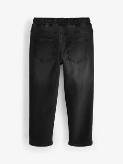 Zwart - Jeans met stretch en elastische taille (3-16 jr)
